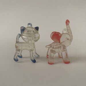 Vintage Lucite Clear Cat Elephant Animal Figurines Ornaments